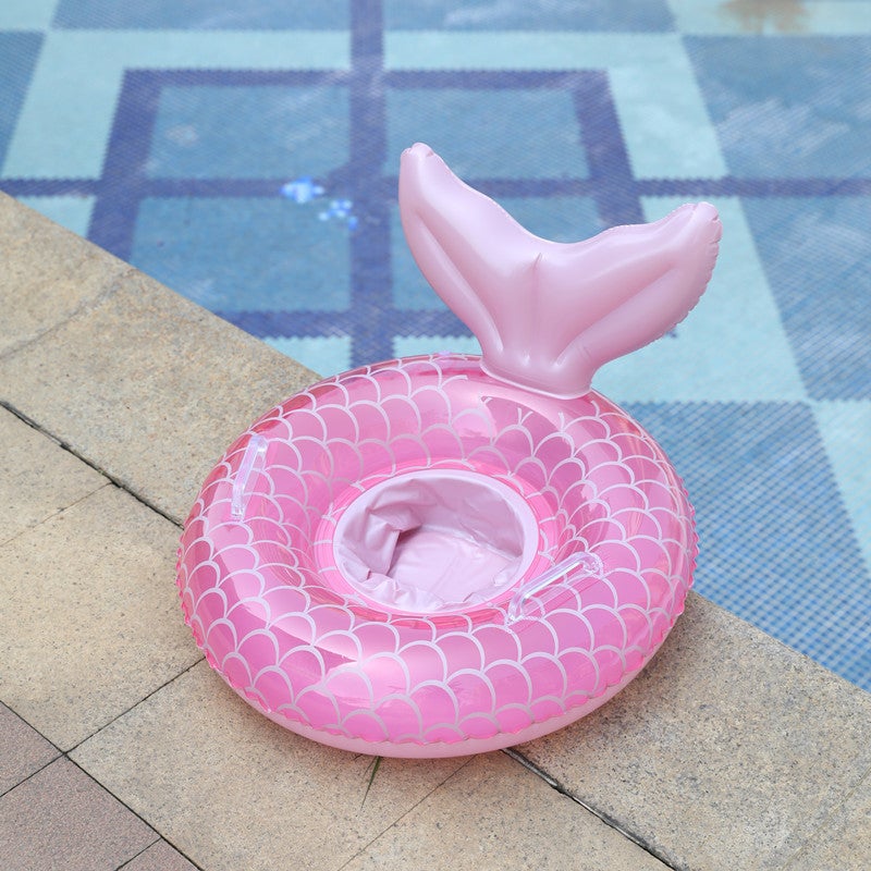 Children's Inflatable Mermaid Swim Ring with Seat, Handle and Pants Pocket for Toddlers - Image 2