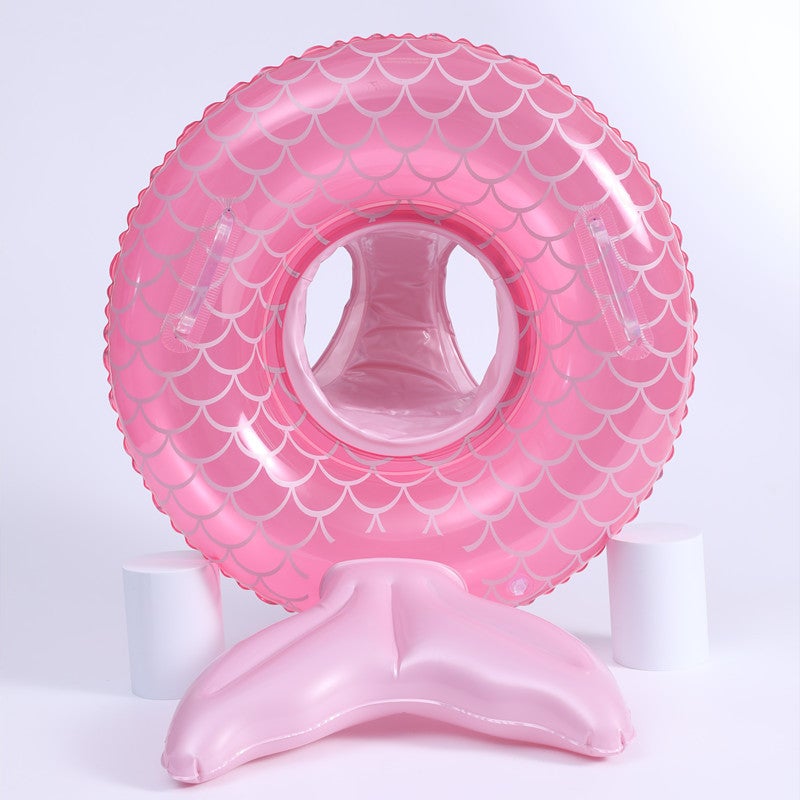 Children's Inflatable Mermaid Swim Ring with Seat, Handle and Pants Pocket for Toddlers - Image 3