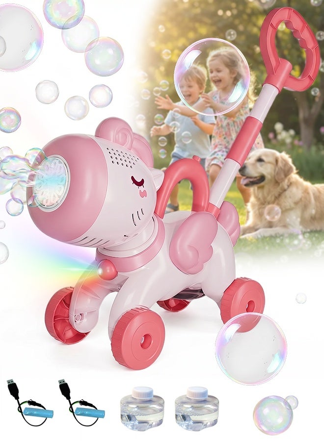Kids Bubble Machine, Automatic Bubble Makers with Light, 2 Bottles Solution, 10 Holes, Bubbles Machine for Kids, Adults, Summer Outdoor Indoor Toys, Birthday Gifts Toddler Girls, Wedding Party - Image 1