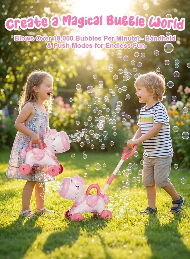 Kids Bubble Machine, Automatic Bubble Makers with Light, 2 Bottles Solution, 10 Holes, Bubbles Machine for Kids, Adults, Summer Outdoor Indoor Toys, Birthday Gifts Toddler Girls, Wedding Party - Image 2