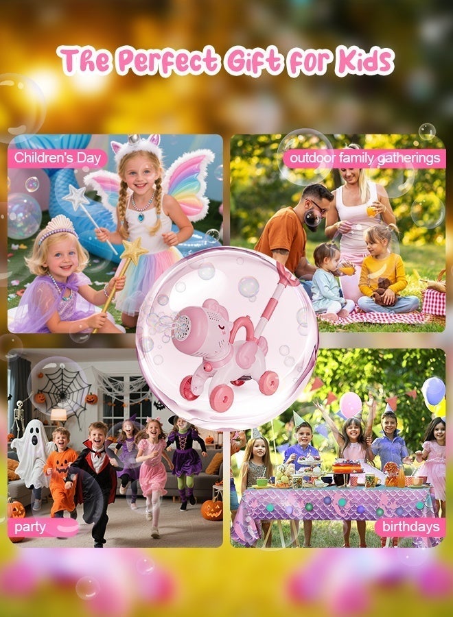 Kids Bubble Machine, Automatic Bubble Makers with Light, 2 Bottles Solution, 10 Holes, Bubbles Machine for Kids, Adults, Summer Outdoor Indoor Toys, Birthday Gifts Toddler Girls, Wedding Party - Image 4