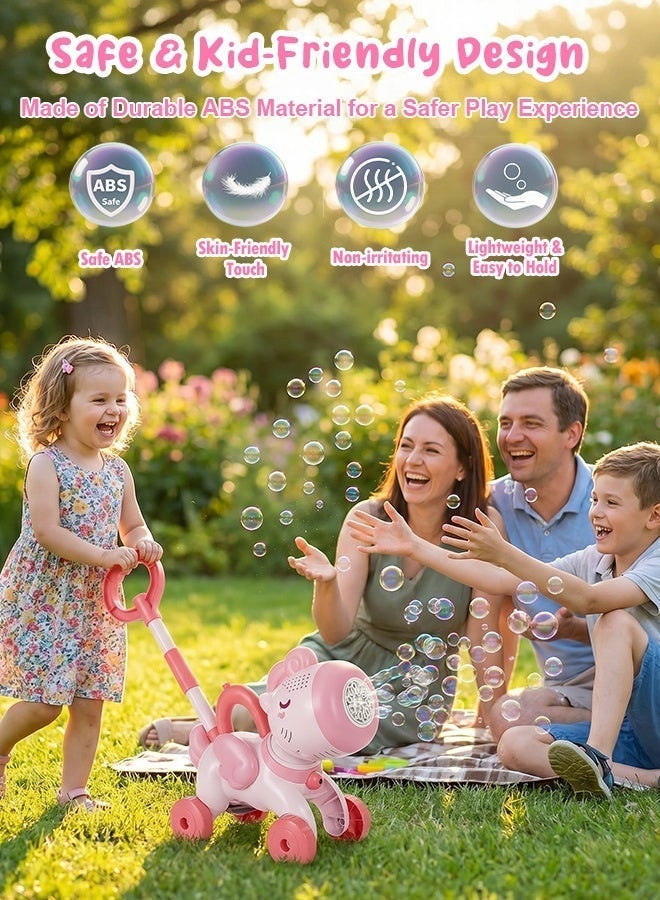 Kids Bubble Machine, Automatic Bubble Makers with Light, 2 Bottles Solution, 10 Holes, Bubbles Machine for Kids, Adults, Summer Outdoor Indoor Toys, Birthday Gifts Toddler Girls, Wedding Party - Image 3