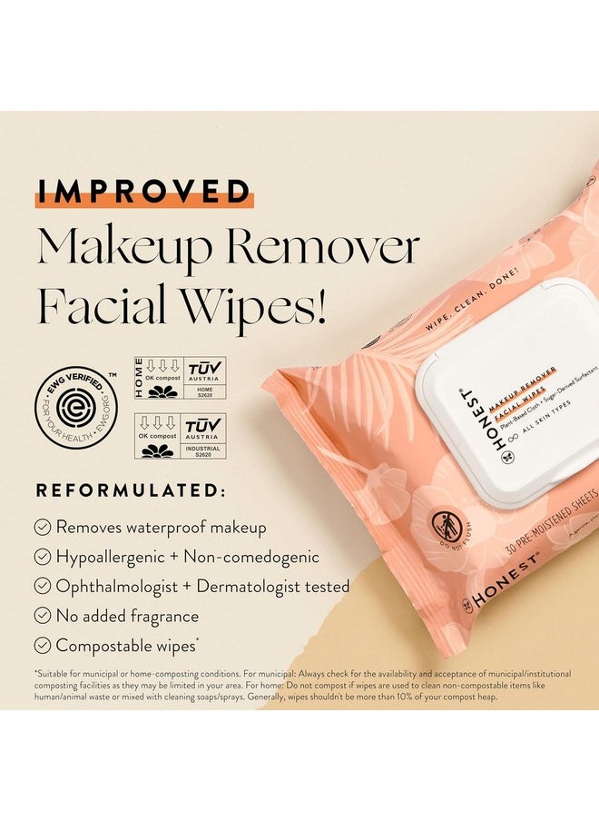 أونيست بيوتي مناديل إزالة المكياج من Honest Beauty | معتمدة من EWG، نباتية، مضادة للحساسية | عبوة من 30 قطعة  - Image 1