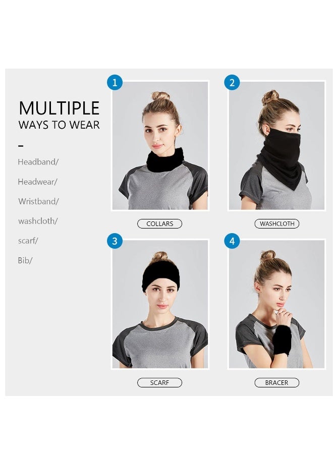 2 Pack Unisex Bandana Face Mask Scarf Balaclava Neck Gaiters Dust Cloth Washable Wind Motorcycle Mask Women Men UV Protection Reusable Breathable Cover Outdoor Cycling Ear Loops Stretchy Rave  - Image 3