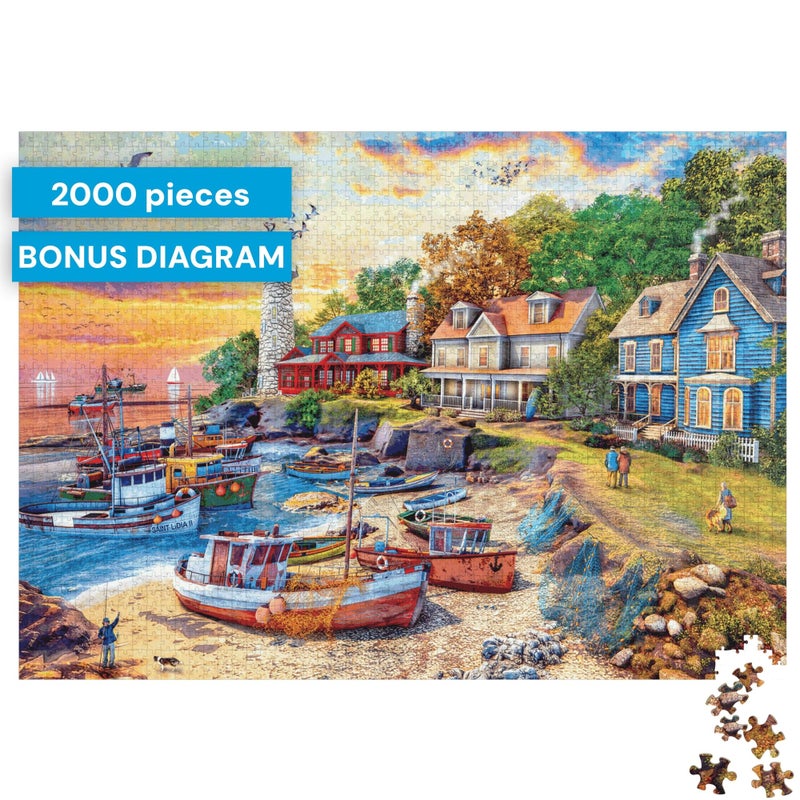 Buffalo Games - Dominic Davison - American Harbor Town - 2000 Piece Jigsaw Puzzle for Adults -Challenging Puzzle Perfect for Game Nights - Finished Size is 38.50 x 26.50 - Image 3