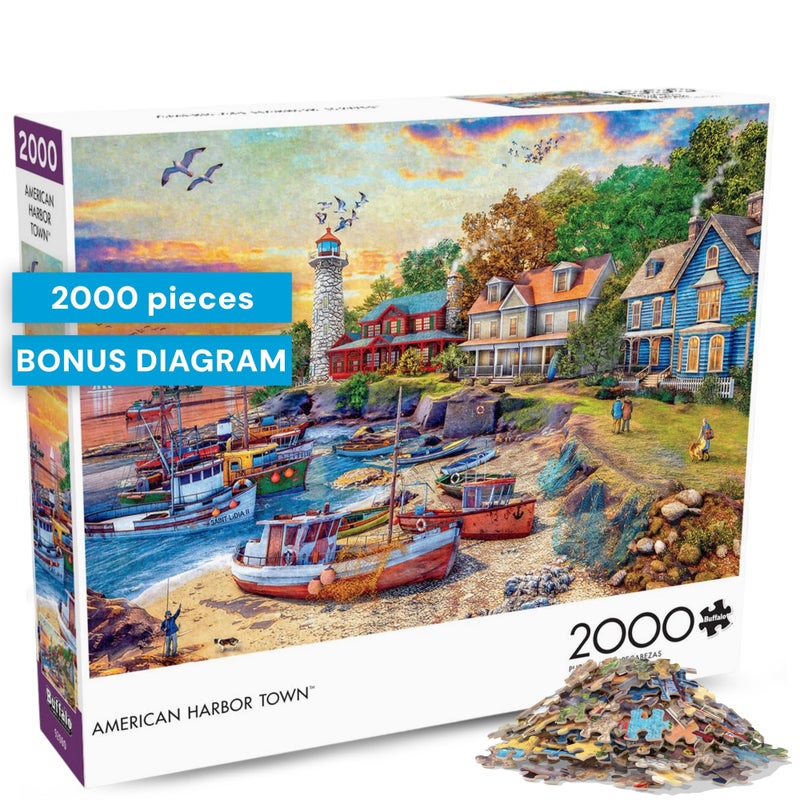 Buffalo Games - Dominic Davison - American Harbor Town - 2000 Piece Jigsaw Puzzle for Adults -Challenging Puzzle Perfect for Game Nights - Finished Size is 38.50 x 26.50 - Image 2