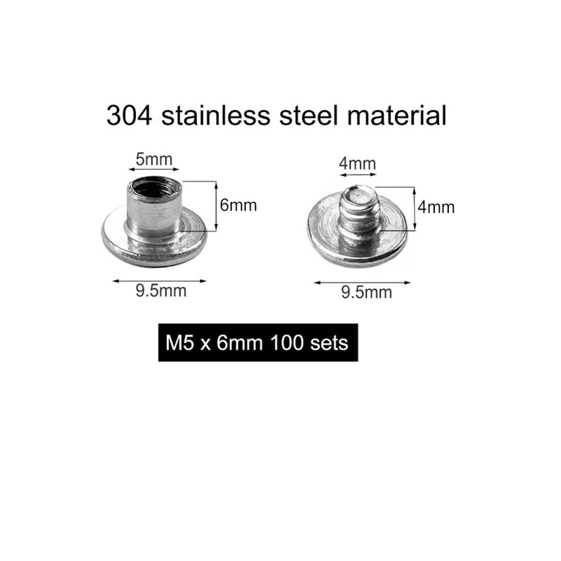 IDEALSV 200 Pcs (100 Sets) 304 Stainless Steel Chicago Screws Rivets M5x6mm Leather Rivets Phillip Head Leather Bag, Book and Photo Album Binding Chicago Rivets Kits - Image 3