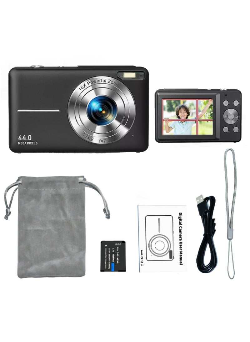 Coopic COOPIC C200 Upgraded FHD 1080P Digital Camera with Strap and 32GB SD Card 16X Digital Zoom Compact Point Shoot Portable and Small fit for Kids Teens Boys Girls Seniors- BLACK - Image 1