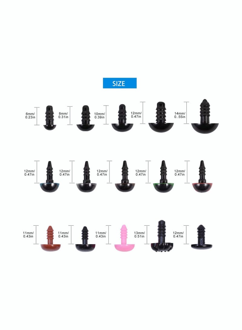 KASTWAVE Plastic Safety Eyes and Noses with Washers for Amigurumi Crafts Crochet Toy and Stuffed Animals 570 Pcs - Image 2