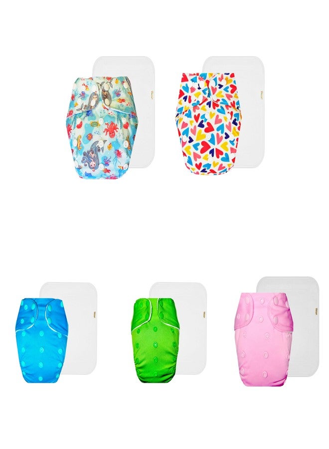 حفاضات دمبلدو القماشية الممتازة مع حشوة قطنية (عبوة من 5) | ناعمة ولطيفة | مانعة للتسرب | أزرار كبس قابلة للتعديل | مثالية للأطفال الصغار | من 3 أشهر إلى 3 سنوات | للجنسين - Image 1