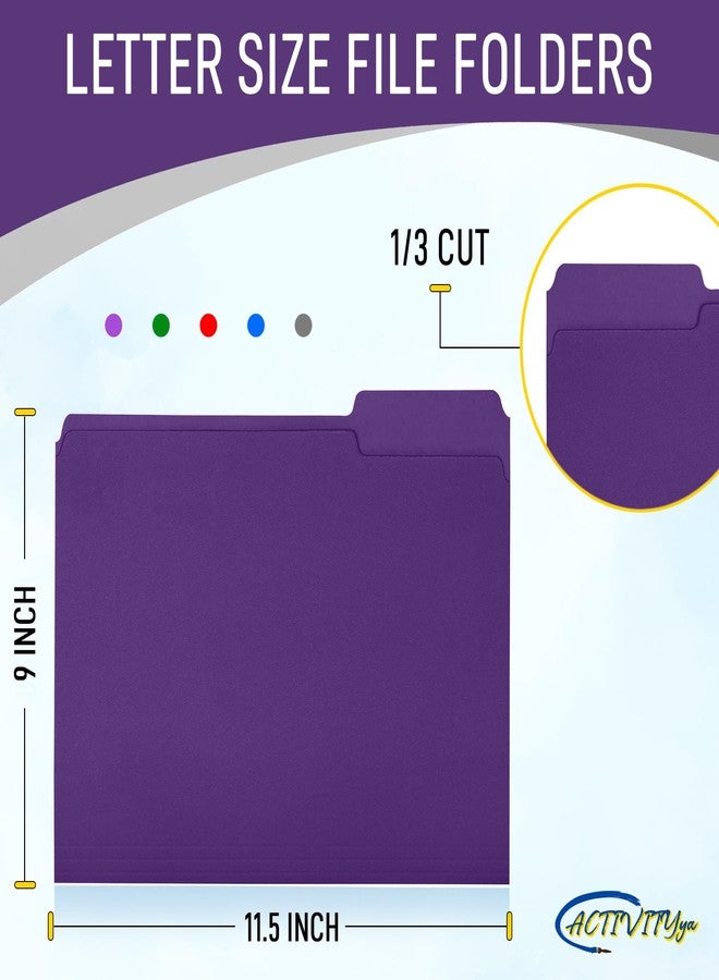 ACTIVITYYA Purple File Folders, 1/3-Cut Tabs, Letter Size, 12-Pack – Durable Office Filing Folders for Documents, Papers, and Organization - Image 2