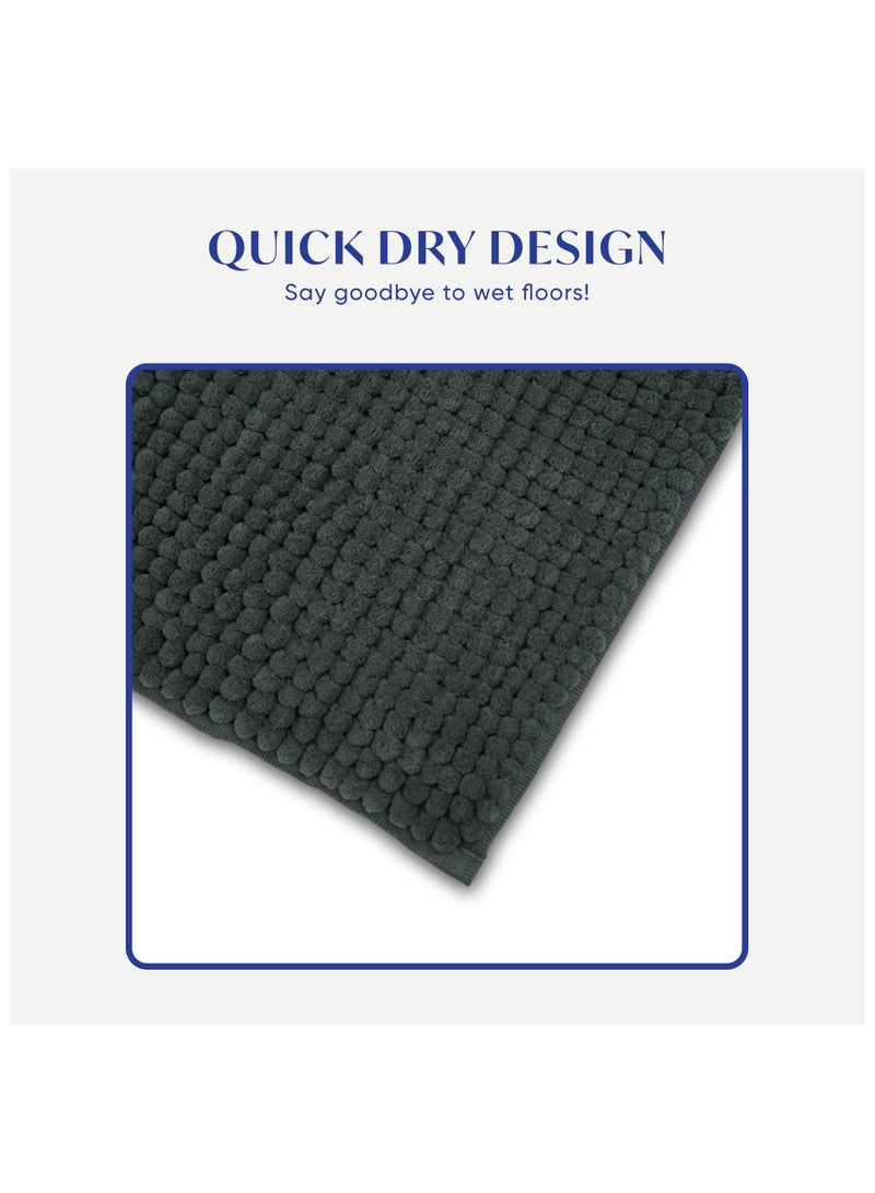 DIVEENAS Diveena's Non-Slip Bathroom Mat – 50x70cm Super Soft Microfiber Bath Mat, Quick-Dry & Machine Washable Bath Rug for Bathroom or Powder Room & Home | Charcoal - Image 5