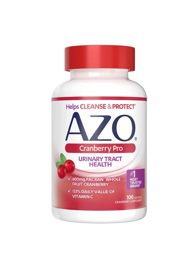 AZO Cranberry Pro, Cranberry Pills for Women & Men, 600mg Pacran, Made with Concentrated Whole Fruit Cranberry Powder to Help Cleanse and Protect The Urinary Tract*, Sugar Free, Non-GMO, 100 Softgels - Image 1