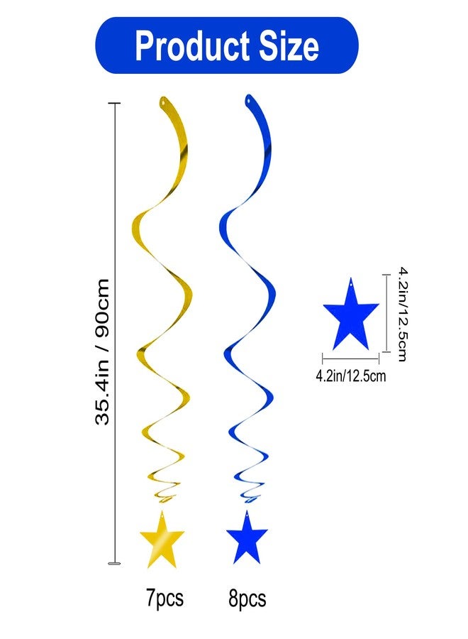 بيشيدا زينة معلقة على شكل نجوم ذهبية وزرقاء من بيشيدا، مثالية لحفلات التخرج وأعياد الميلاد وحفلات استقبال المولود الجديد، تهانينا لخريجي دفعة 2025، عبوة من 15 قطعة - Image 3