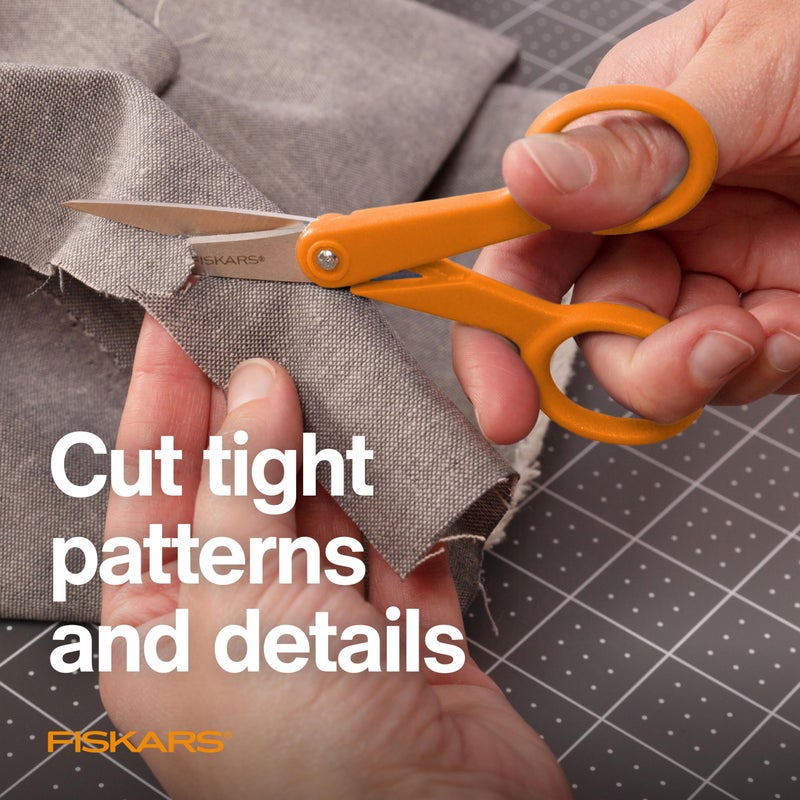Fiskars Original Orange Handled Scissors 2-Piece Set, 5" Micro Tip and 8" Stainless Steel Scissors, Paper and Fabric Supplies for Office and Arts and Crafts Set, Orange - Image 4