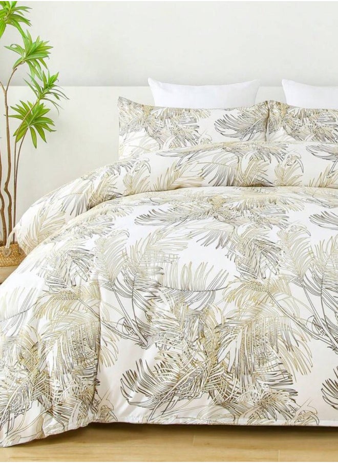 LUNA Home King size 6 pieces, duvet cover set, golden leaf design.  - Image 2