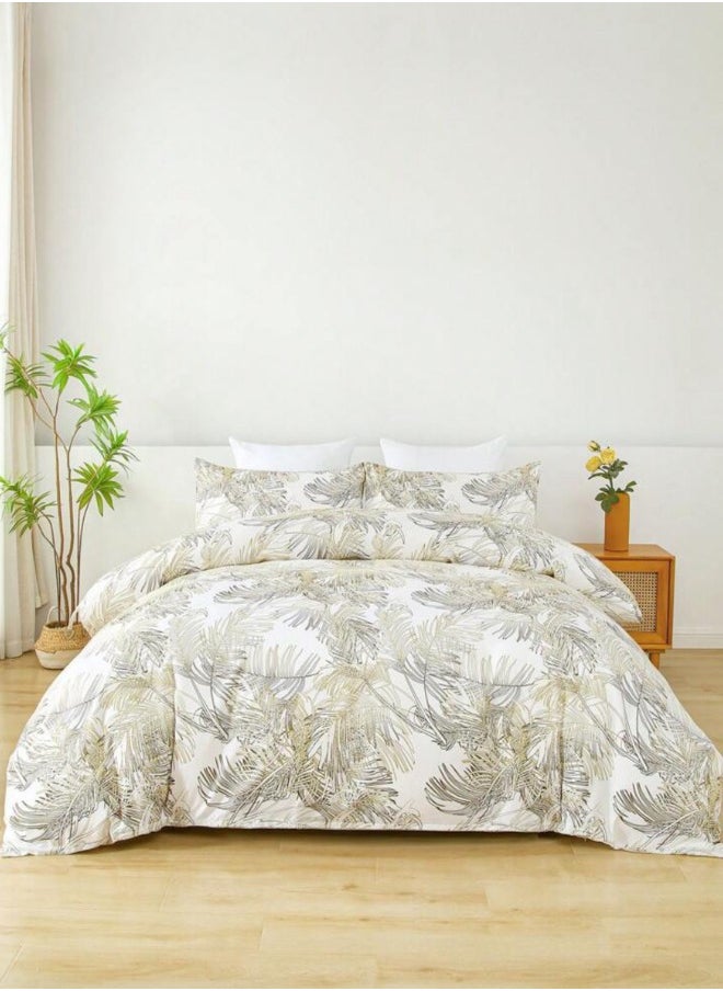 LUNA Home King size 6 pieces, duvet cover set, golden leaf design.  - Image 1