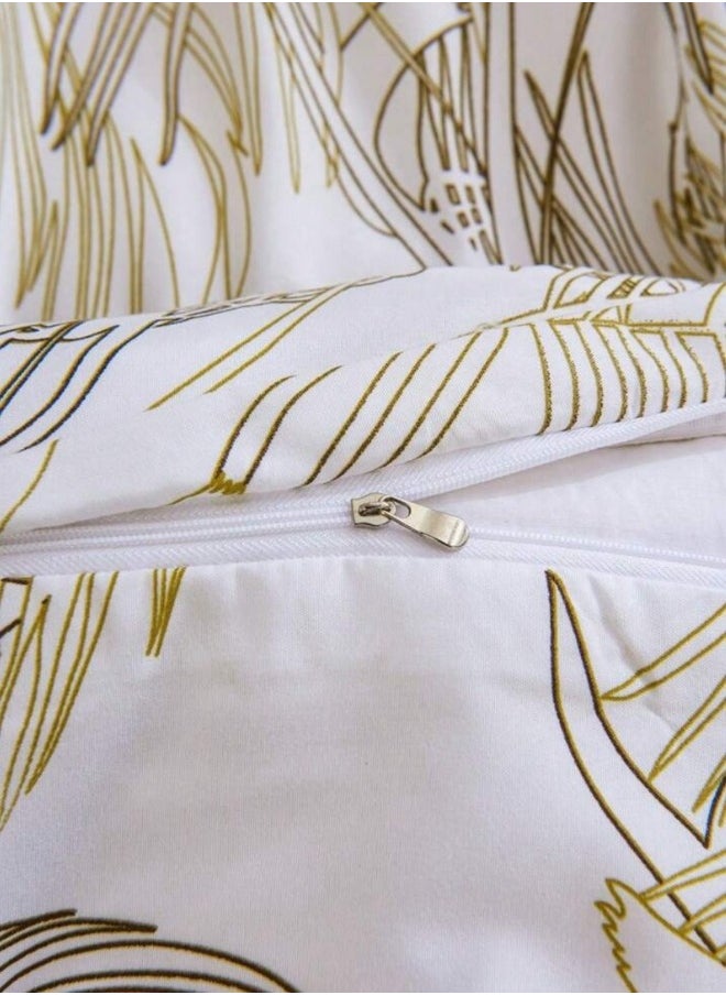 LUNA Home King size 6 pieces, duvet cover set, golden leaf design.  - Image 5