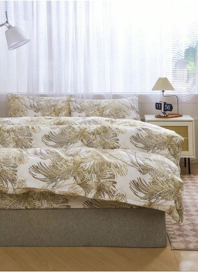 LUNA Home King size 6 pieces, duvet cover set, golden leaf design.  - Image 3