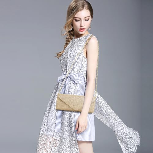 BBjinronjy Clutch Purses for Women,Evening Bag Envelope Clutch with Detachable Chain Sparkle Elegance (Champagne Gold) - Image 2