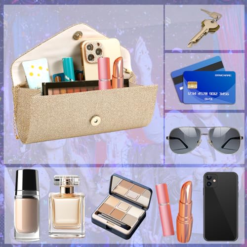 BBjinronjy Clutch Purses for Women,Evening Bag Envelope Clutch with Detachable Chain Sparkle Elegance (Champagne Gold) - Image 3