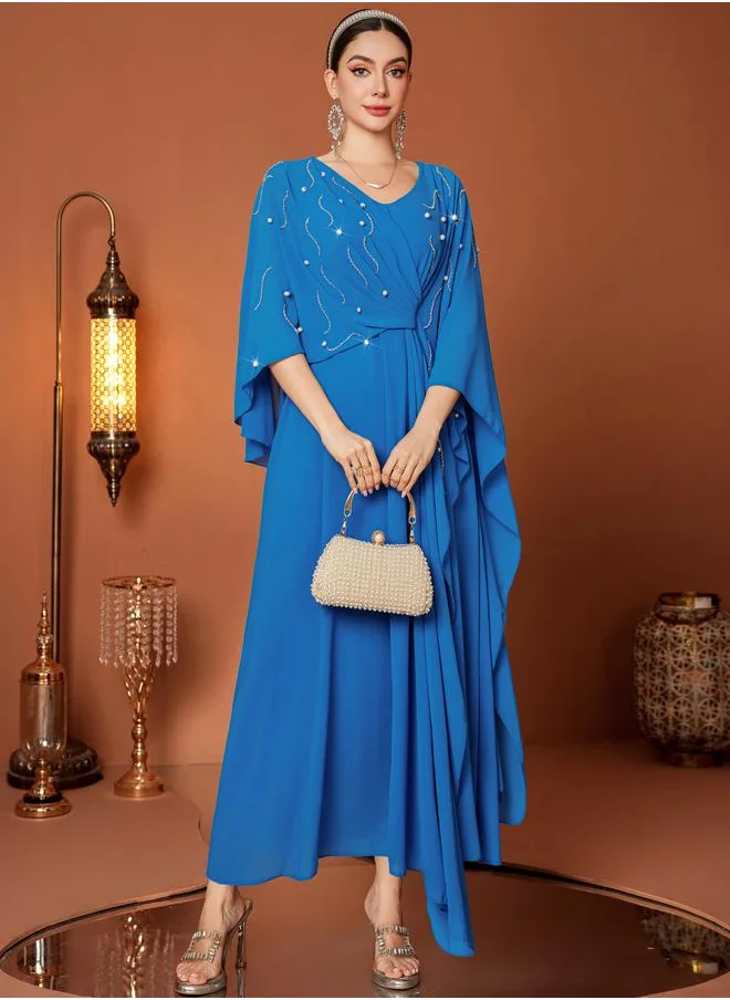 تايك تو Take Two Embellished Twist Front Cape Sleeve Maxi Dress