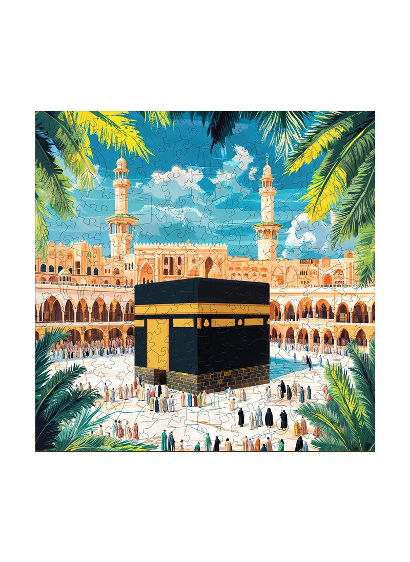 GALADUNE 200 pcs Jigsaws Puzzles for Adult & Kids Teens, Wooden Puzzles, DIY Educational Development Stress Relief Toys, Unique Ramadan Gift Souvenir, Aesthetic Style Home Decorations, Holy Kaaba Pattern  - Image 1