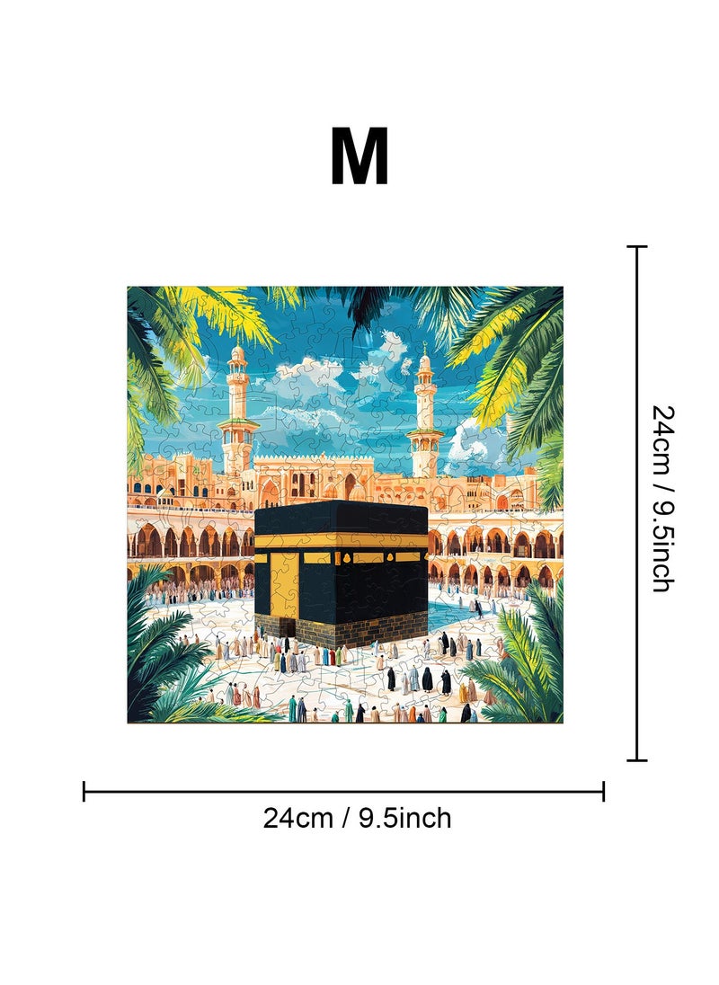 GALADUNE 200 pcs Jigsaws Puzzles for Adult & Kids Teens, Wooden Puzzles, DIY Educational Development Stress Relief Toys, Unique Ramadan Gift Souvenir, Aesthetic Style Home Decorations, Holy Kaaba Pattern  - Image 3