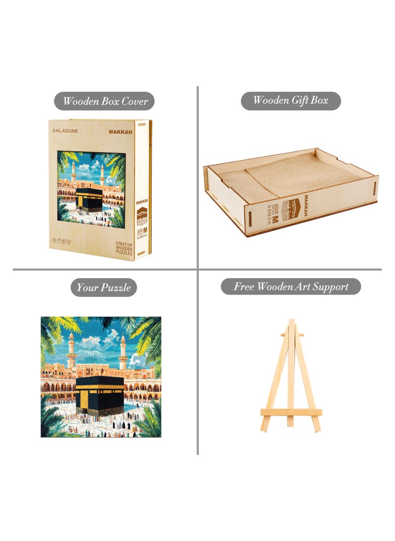 GALADUNE 200 pcs Jigsaws Puzzles for Adult & Kids Teens, Wooden Puzzles, DIY Educational Development Stress Relief Toys, Unique Ramadan Gift Souvenir, Aesthetic Style Home Decorations, Holy Kaaba Pattern  - Image 5