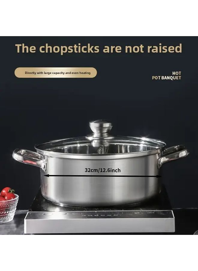 304 Stainless Steel Yuanyang Hot Pot 12.73 Inch Induction Compatible - Image 2