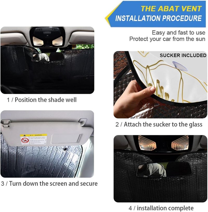 Elegant Flowers Gold Car Windshield Sun Shade Foldable Sun Visor Automotive Sunshades for Car Truck SUV Blocks UV Rays Keep Your Vehicle Cool - Image 2