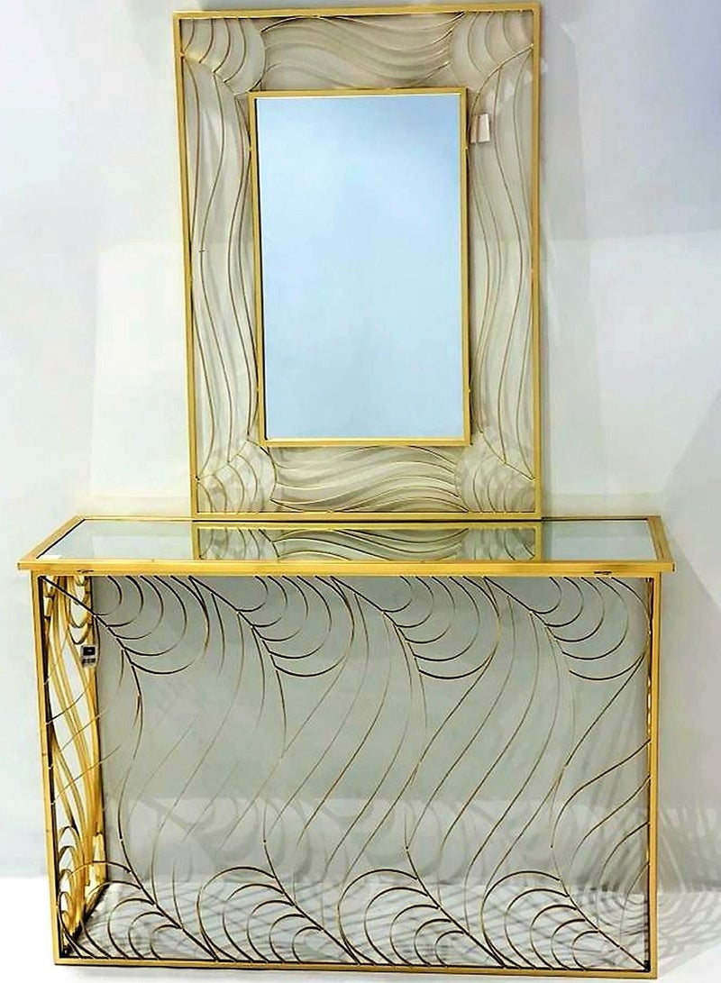 Generic Metal Dressing Table Glass Top with Mirror 120cm.  - Image 3