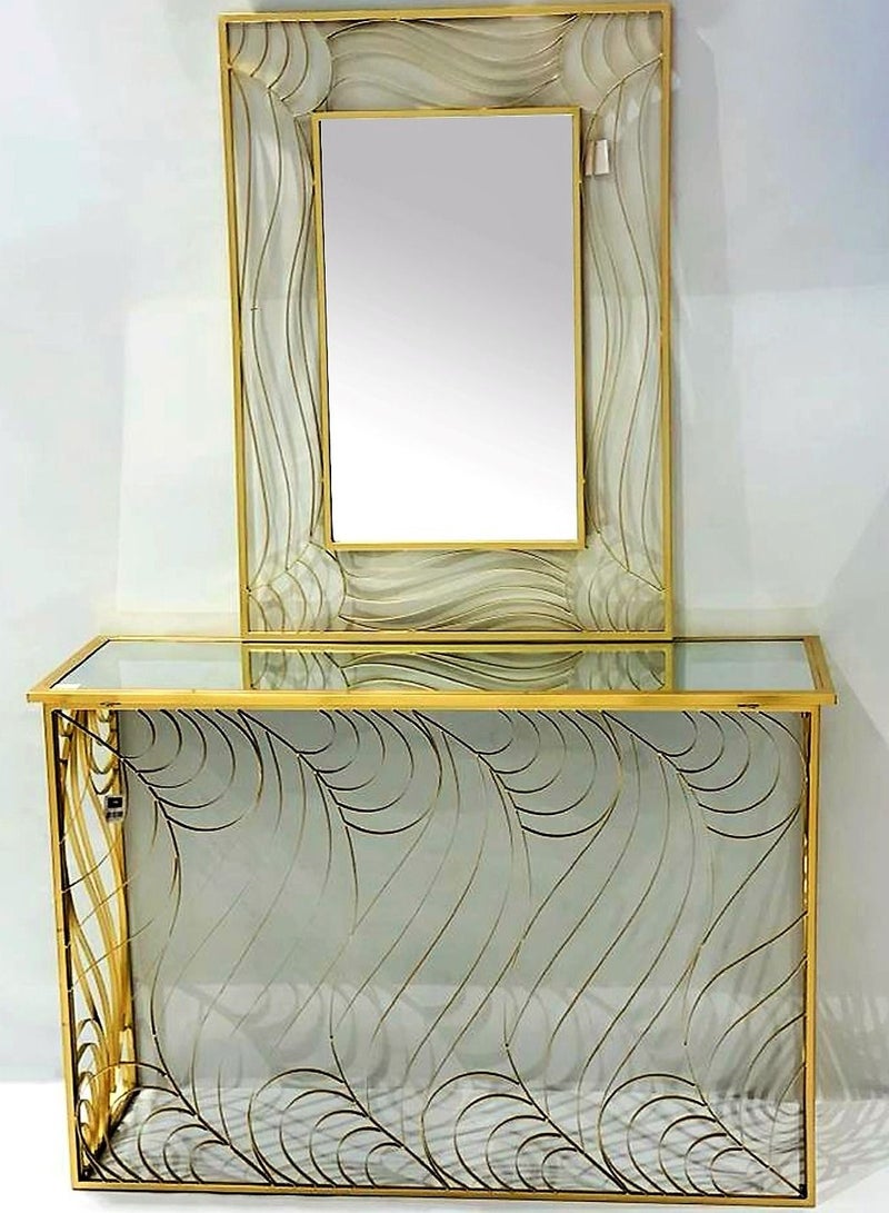 Generic Metal Dressing Table Glass Top with Mirror 120cm.  - Image 1