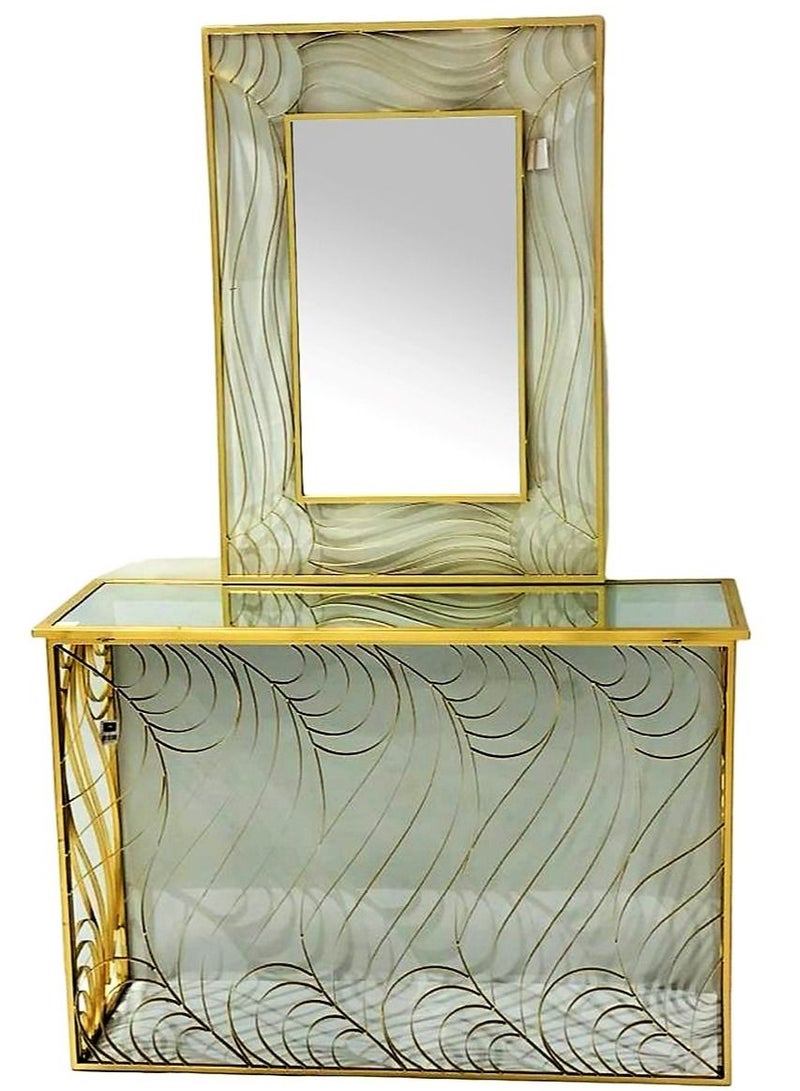 Generic Metal Dressing Table Glass Top with Mirror 120cm.  - Image 2