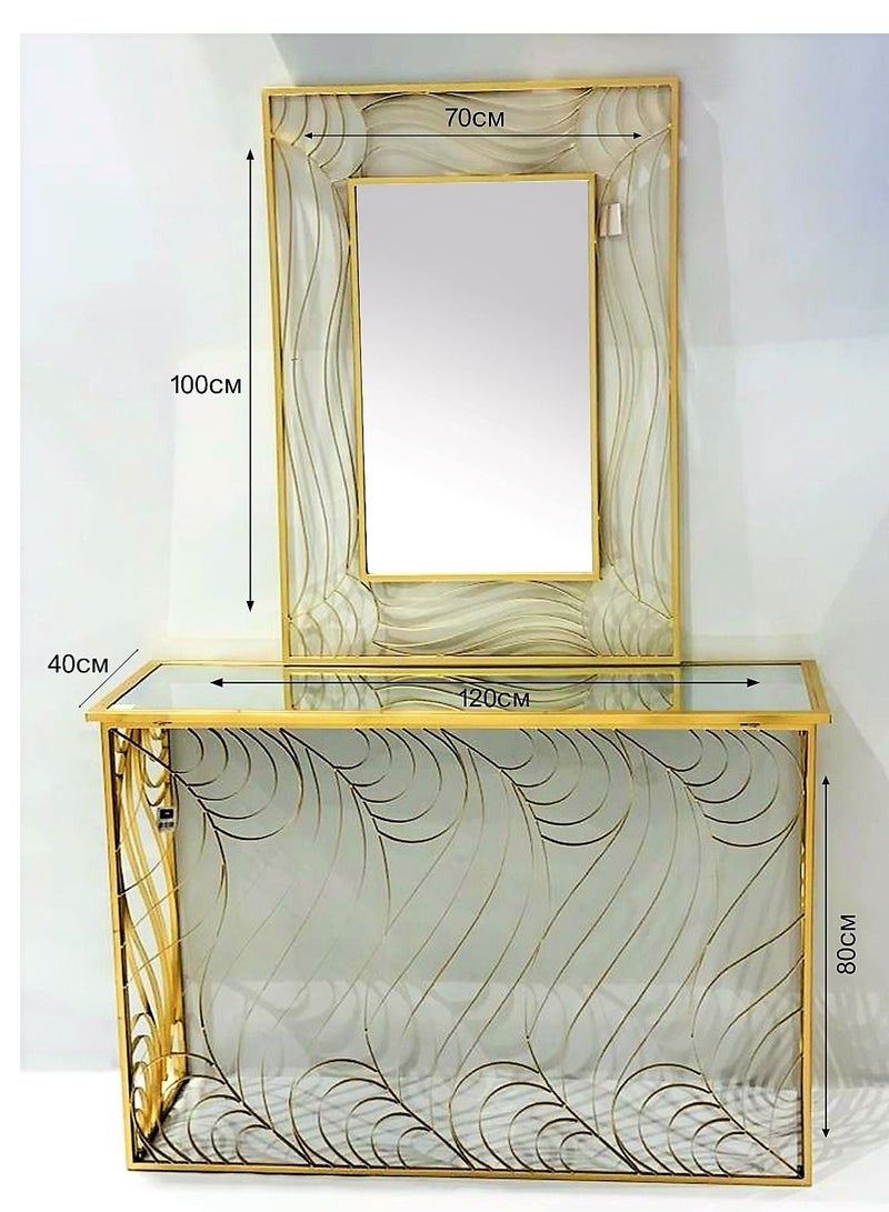 Generic Metal Dressing Table Glass Top with Mirror 120cm.  - Image 4