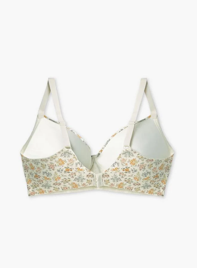 سبلاش فيڤ حمالة صدر داعمة بطبعة زهور مع تفاصيل فيونكة وأشرطة قابلة للتعديل