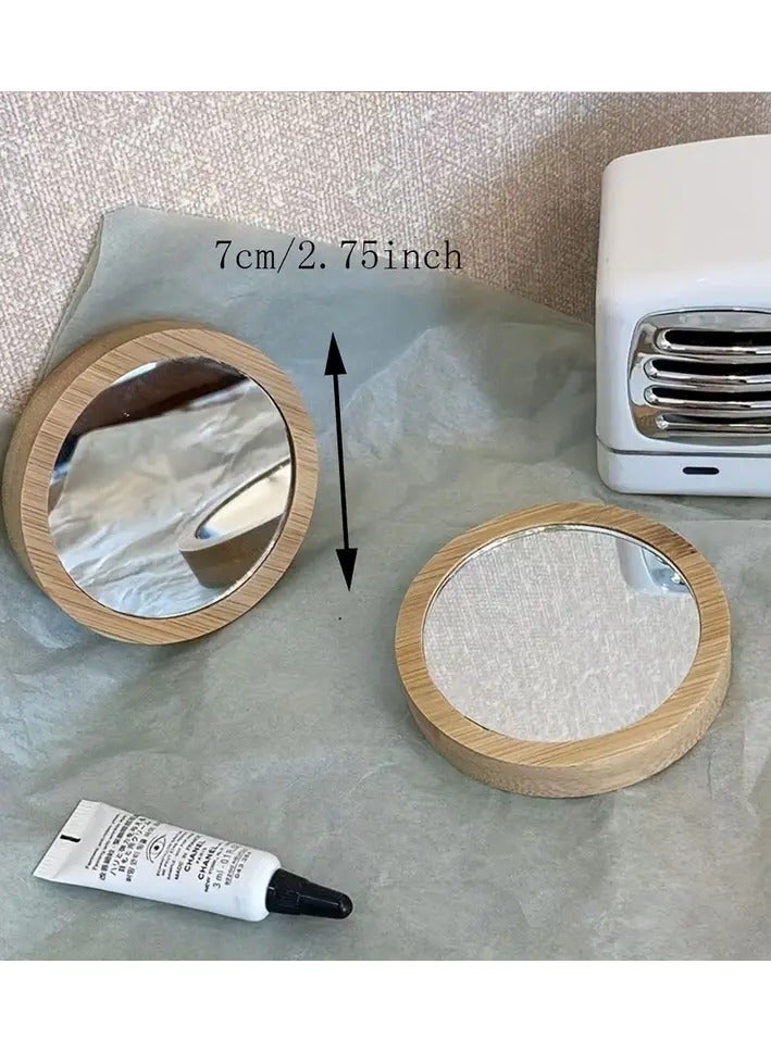 روزينو 1pc محمولة السفر مرآة خشبية - Image 2