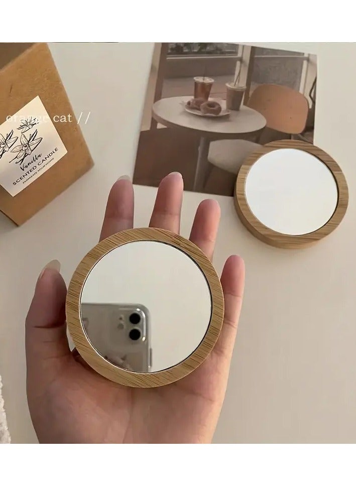 روزينو 1pc محمولة السفر مرآة خشبية - Image 4