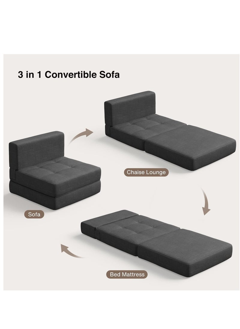 Comfynest - 3 in 1 Convertible Sleeper Sofa Modern Linen Fabric Removable Cover - Image 1