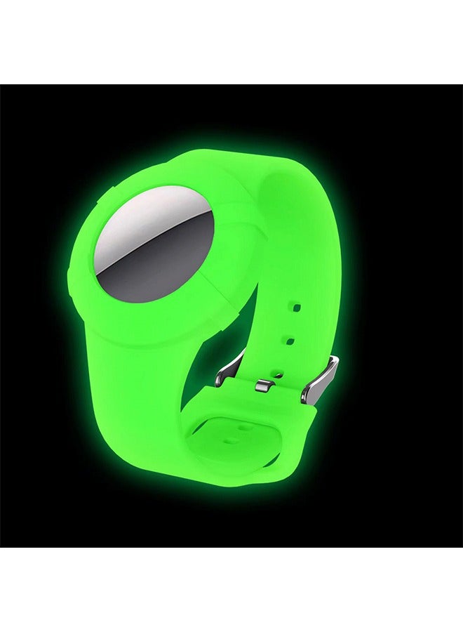 1Pcs Airtag Reflective Bracelet for Kids Soft Silicone Air Tag Wristband Kids Lightweight GPS Tracker Case Compatible with Apple AirTag Watch Band for Child and Elders Lightweight Waterproof -Green  - Image 1