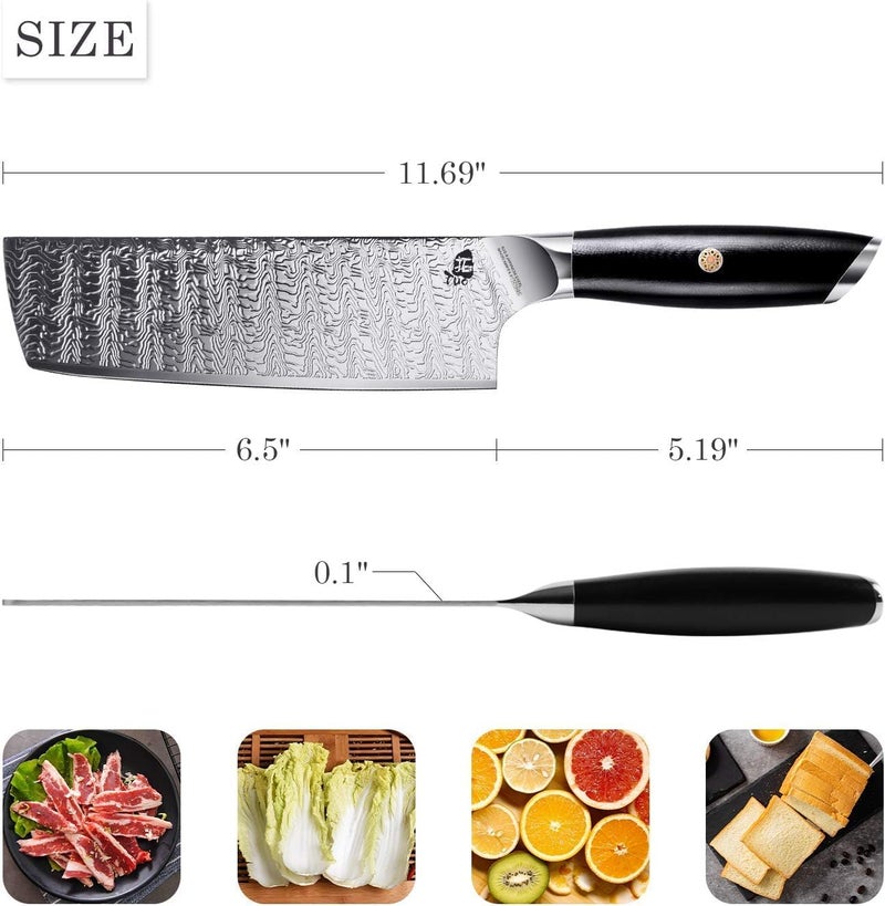 TUO Nakiri Knife, 6.5 Inch Meat Cleaver Knife, Vegetable Cleaver Razor Sharp, Asian Chef Knives Forged AUS-8 Japanese Stainless Steel with G10 Handle, Falcon S Series - Image 5