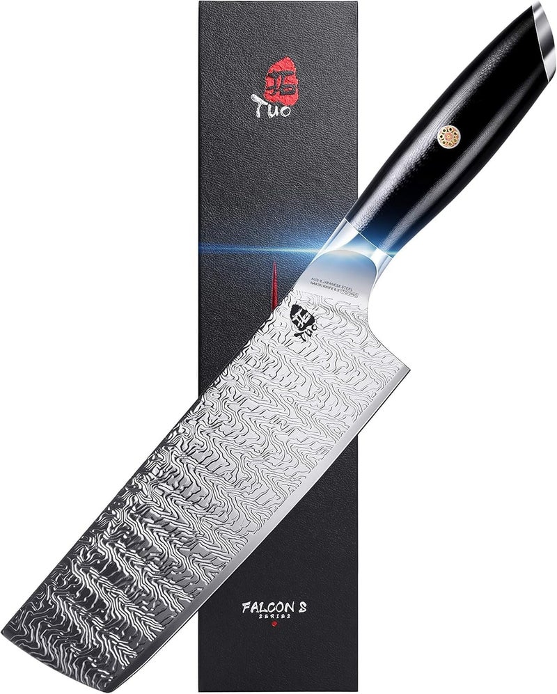TUO Nakiri Knife, 6.5 Inch Meat Cleaver Knife, Vegetable Cleaver Razor Sharp, Asian Chef Knives Forged AUS-8 Japanese Stainless Steel with G10 Handle, Falcon S Series - Image 1