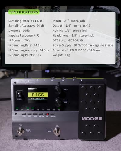 MOOER GE150 Electric Guitar Amp Modelling Multi Effects Pedal Portable Multi Effects Processor with Expression & IR Loading for Live show, Live Streaming, Home Studio, Guitar Practice - Image 3