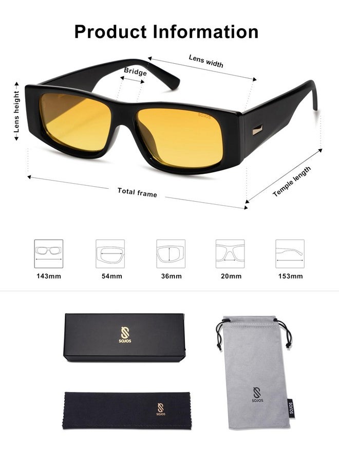 Sojos Retro Trendy Rectangle Polarized Sunglasses 80S 90S Y2K Stylish Designer Sunnies Sj2228 Blackyellow  - Image 5