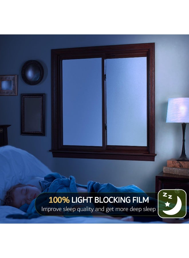 VELIMAX White Blackout Window Film, 100% Light Blocking Window Cover, Opaque Vinyl Cling, Privacy Film for Glass, Sun Blocking Films Non Adhesive, 17.7in x 78.7in - Image 2
