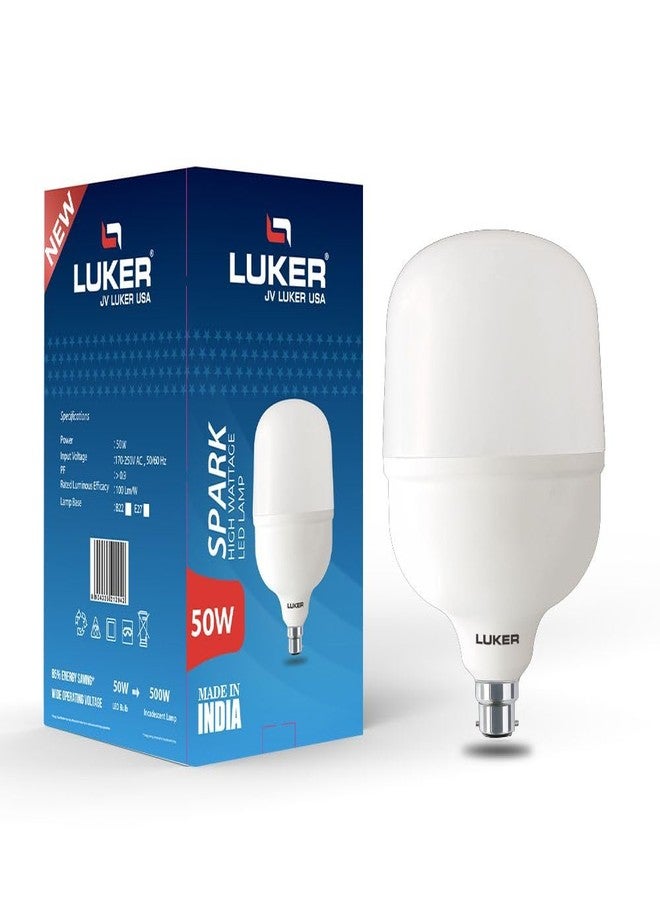LUKER JVLuker 50W LED Bulb B22 Base Energy Efficient Light 120 Degree Wide Beam Coverage High CRI Surge Protection Lights for Home and Office Indoor & Outdoor, 1 Year Warranty (Pack of 1, White) - Image 1