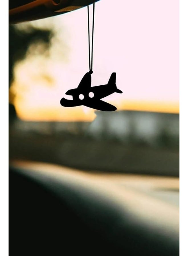 MIRFA Rearview Mirror Hanging Pendant - Wood - Black (Airplane Motif) - Image 1