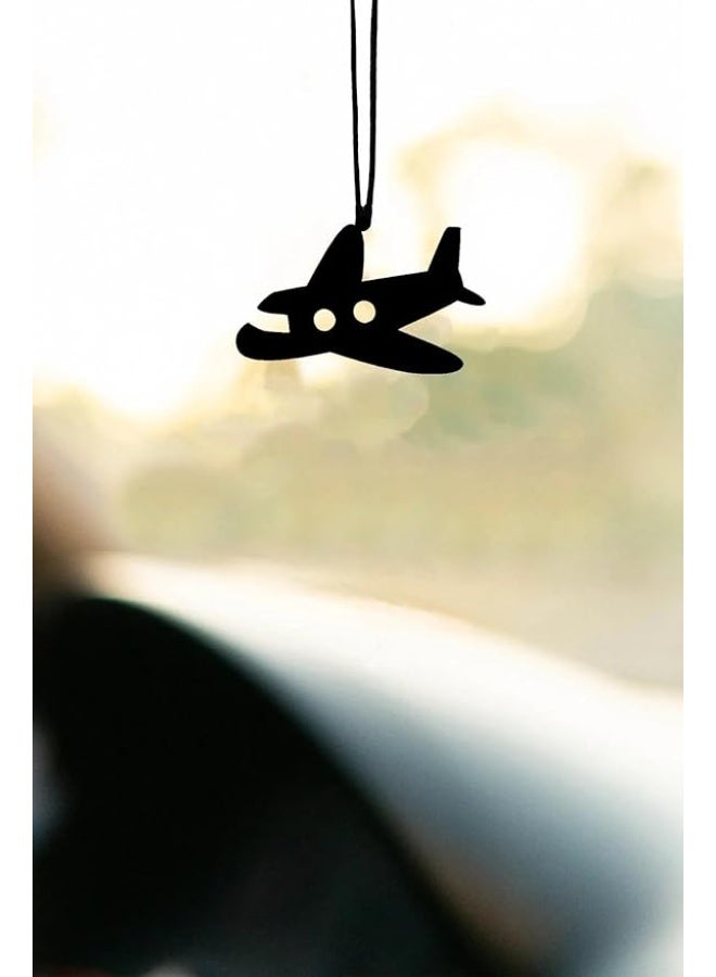 MIRFA Rearview Mirror Hanging Pendant - Wood - Black (Airplane Motif) - Image 2