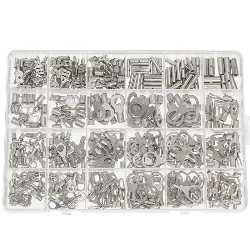RockDIG Electrical Wire Connectors, 410 PCS AWG 22-16 16-14 12-10 Gauge Non-Insulated Butt Spade Ring Terminal Lug Crimp Connectors Assortment Kit - Image 4