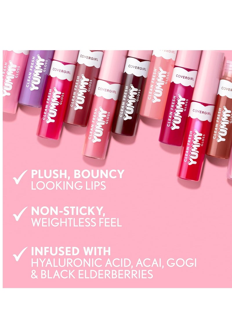 CoverGirl COVERGIRL Clean Fresh Yummy Gloss W&F, Sunrise Blush, Hydrating, Non-Sticky, Hyaluronic Acid, Glassy Shine, 0.33oz  - Image 3